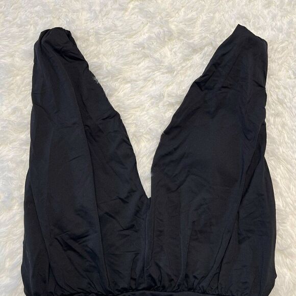 Vince Camuto Black Cruise Draped V-Neck Plunge Swimsuit - Picture 5 of 10